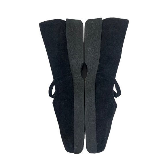 Vintage Stuart Weitzman 10 AAA Shoes Black Square Toe Mary Janes Suede? NARROW - Picture 3 of 10
